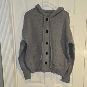 SHEIN Gray Cardigan Sweater with Hood